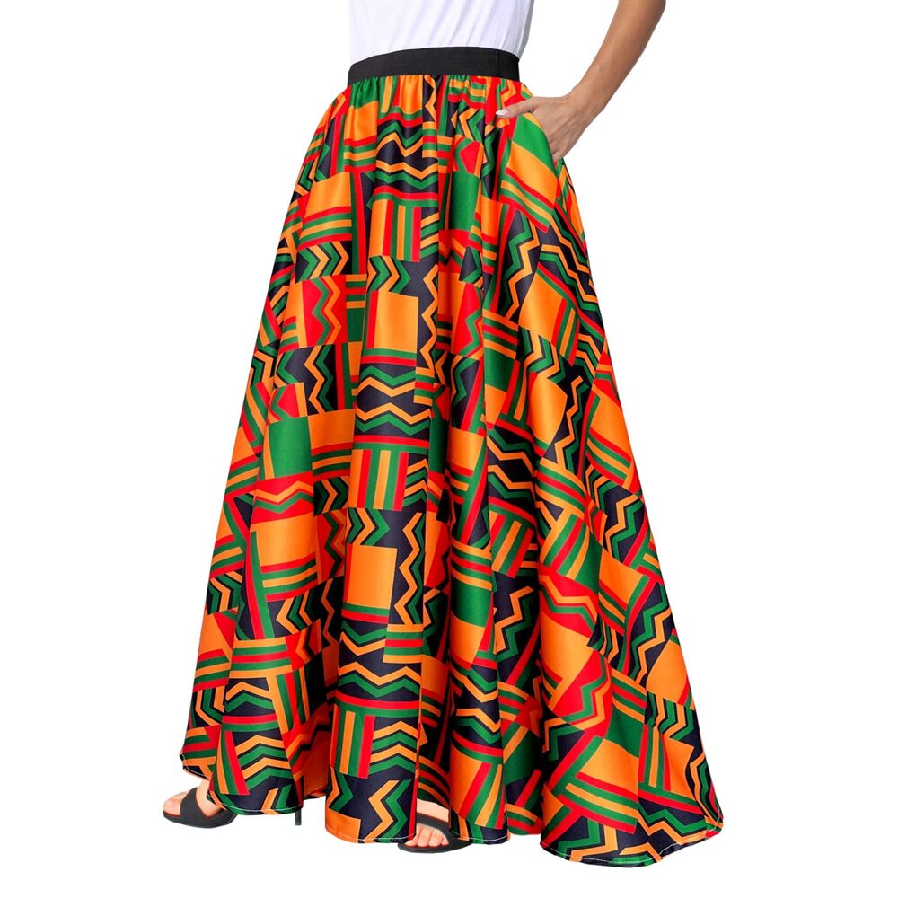 8510 African Skirt Printed Ankara Maxi Skirt Dashiki Long Skirts